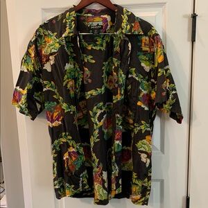 Vintage Patagonia Black and Green Floral Button Down Shirt
